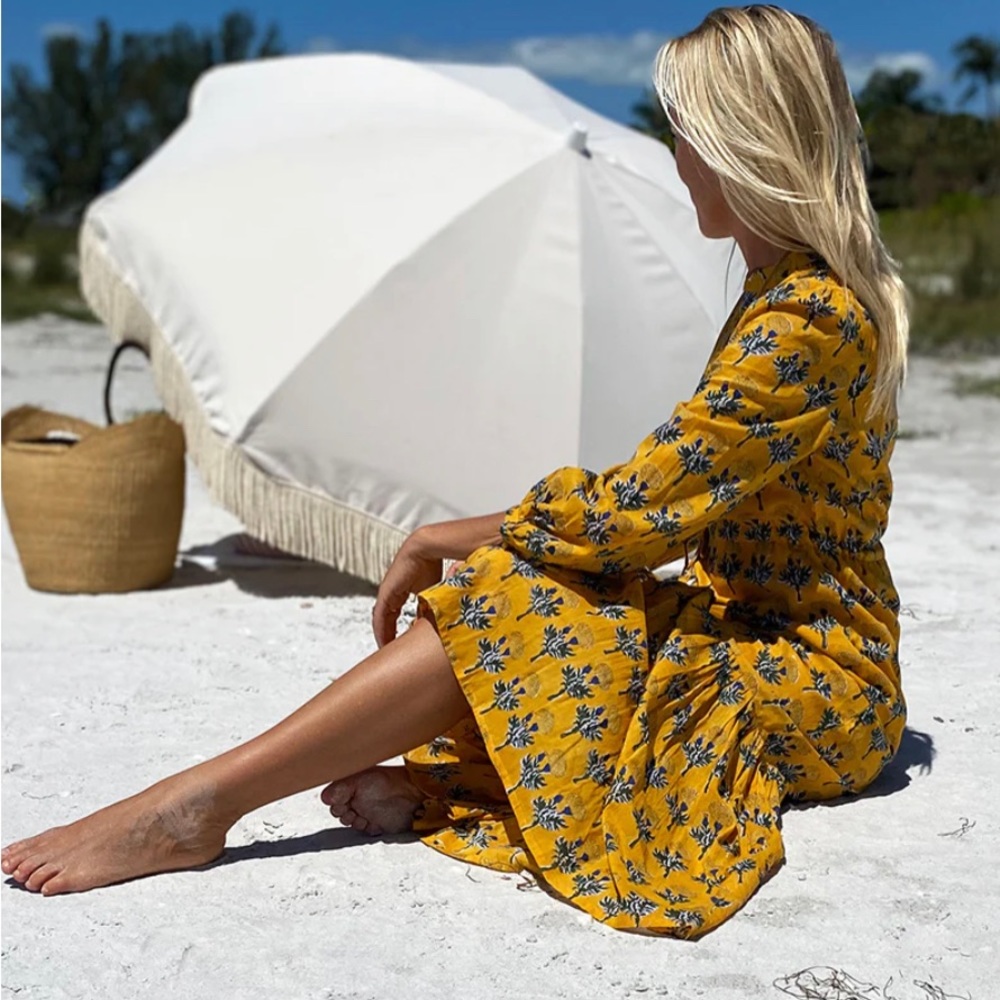 Emerson Fry Frances dress -Marigold yellow maxi dress block print